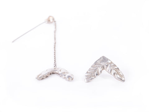 Palmerita Asymmetrical Earrings Silver
