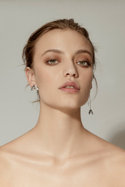 Palmerita Asymmetrical Earrings Silver